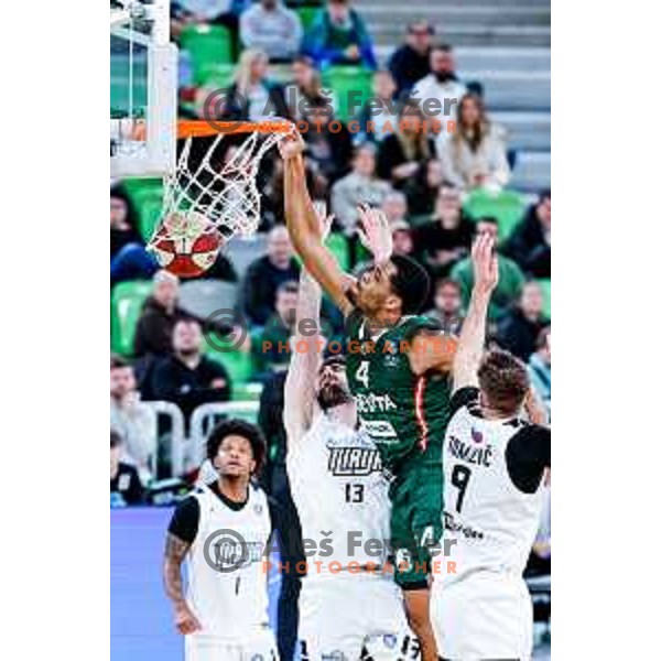 in action during AdmiralBet ABA League 2025/2026 basketball match between Cedevita Olimpija and Perspektiva Ilirija in SRC Stozice, Ljubljana, Slovenia on December 7, 2025