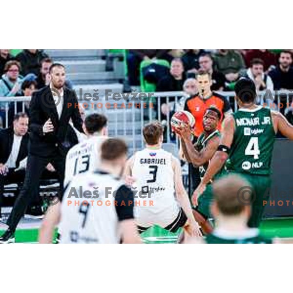in action during AdmiralBet ABA League 2025/2026 basketball match between Cedevita Olimpija and Perspektiva Ilirija in SRC Stozice, Ljubljana, Slovenia on December 7, 2025