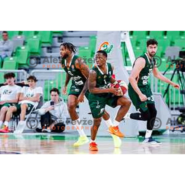 in action during AdmiralBet ABA League 2025/2026 basketball match between Cedevita Olimpija and Perspektiva Ilirija in SRC Stozice, Ljubljana, Slovenia on December 7, 2025