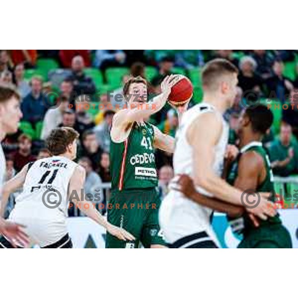 in action during AdmiralBet ABA League 2025/2026 basketball match between Cedevita Olimpija and Perspektiva Ilirija in SRC Stozice, Ljubljana, Slovenia on December 7, 2025