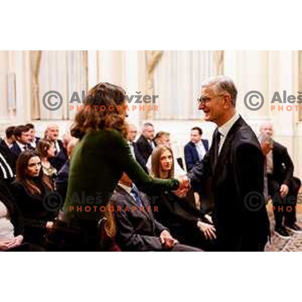 during Reception for Best Slovenian Sportswoman and Sportsman held by President of Slovenia in Ljubljana, Slovenia on December 9, 2025