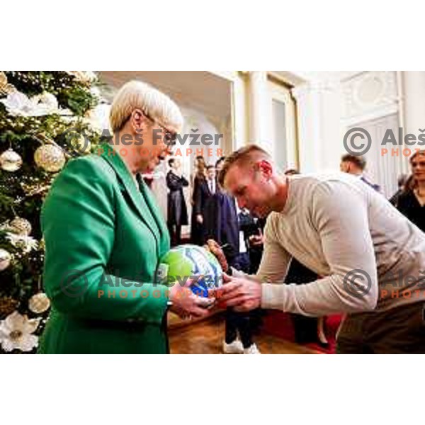 during Reception for Best Slovenian Sportswoman and Sportsman held by President of Slovenia in Ljubljana, Slovenia on December 9, 2025