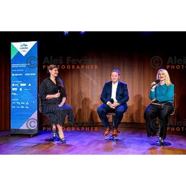 Tina Ursic, Bojan Krizaj and Alenka Dovzan during Meeting of Slovenian Olympians - Klub Olimpijcev in Ljubljana, Slovenia on December 9, 2025