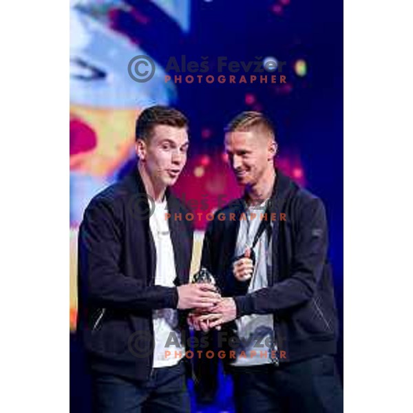 Mark Zabukovnik and Zan Karnicnik of NK Celje during Best Slovenian Sportsman of 2025 - Sportnik leta in Ljubljana, Slovenia on December 9, 2025