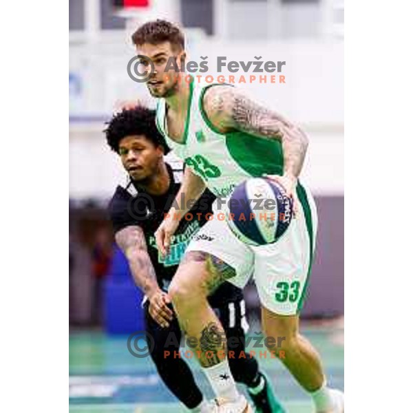 in action during OTP Bank League 2025/2026 basketball match between Krka and Perspektiva Ilirija in Marof Hall, Novo Mesto, Slovenia on December 10, 2025