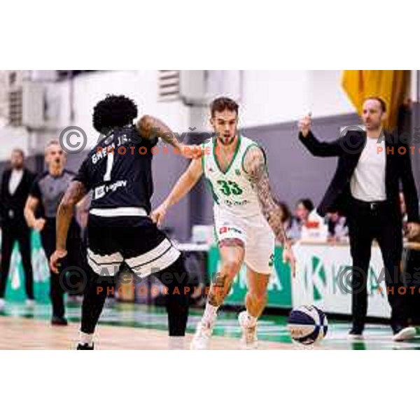 in action during OTP Bank League 2025/2026 basketball match between Krka and Perspektiva Ilirija in Marof Hall, Novo Mesto, Slovenia on December 10, 2025