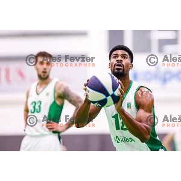 in action during OTP Bank League 2025/2026 basketball match between Krka and Perspektiva Ilirija in Marof Hall, Novo Mesto, Slovenia on December 10, 2025