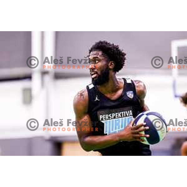 in action during OTP Bank League 2025/2026 basketball match between Krka and Perspektiva Ilirija in Marof Hall, Novo Mesto, Slovenia on December 10, 2025