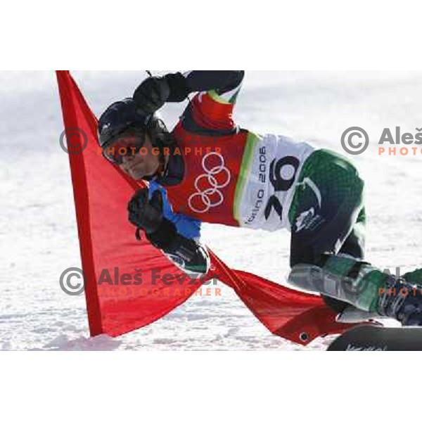 Izidor Sustersic of Slovenia Olympic team competes in Men\'s Parallel Giant Slalom during Torino 2006 Winter Olympic games, Italy on February 22, 2006