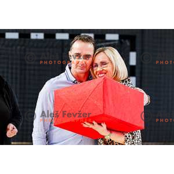 in action during quarter-final of Slovenian Handball Cup match between Trimo Trebnje and Gorenje Velenje in Trebnje, Slovenia on December 10, 2025