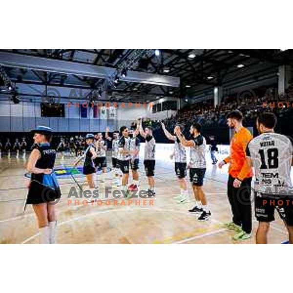 in action during quarter-final of Slovenian Handball Cup match between Trimo Trebnje and Gorenje Velenje in Trebnje, Slovenia on December 10, 2025