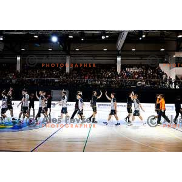 in action during quarter-final of Slovenian Handball Cup match between Trimo Trebnje and Gorenje Velenje in Trebnje, Slovenia on December 10, 2025
