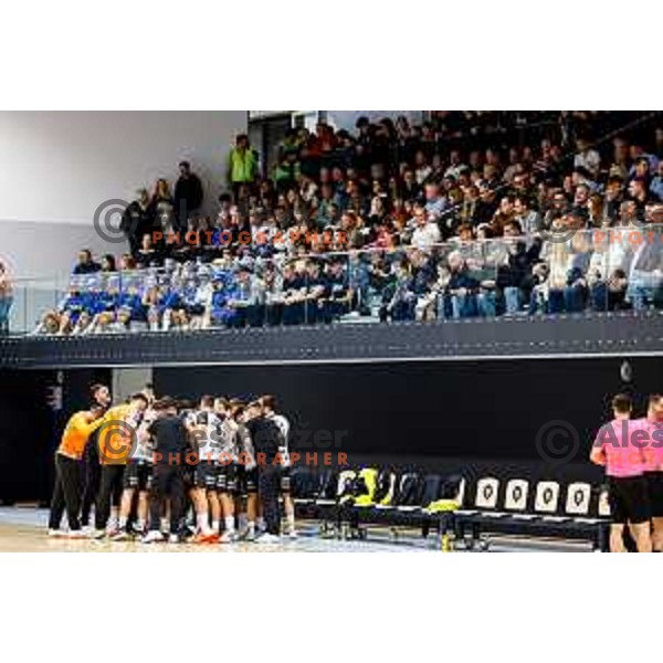 in action during quarter-final of Slovenian Handball Cup match between Trimo Trebnje and Gorenje Velenje in Trebnje, Slovenia on December 10, 2025