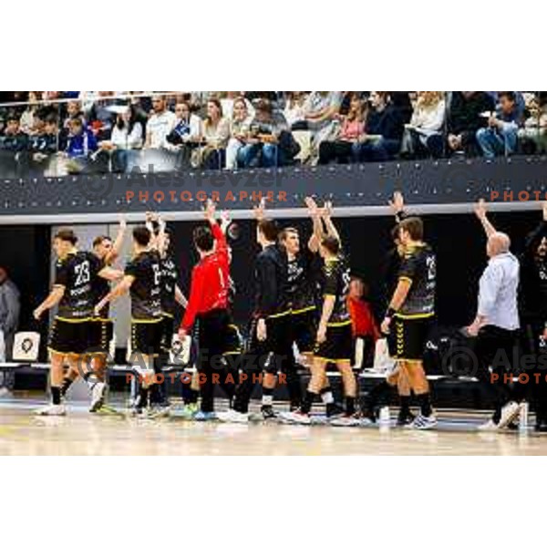 in action during quarter-final of Slovenian Handball Cup match between Trimo Trebnje and Gorenje Velenje in Trebnje, Slovenia on December 10, 2025
