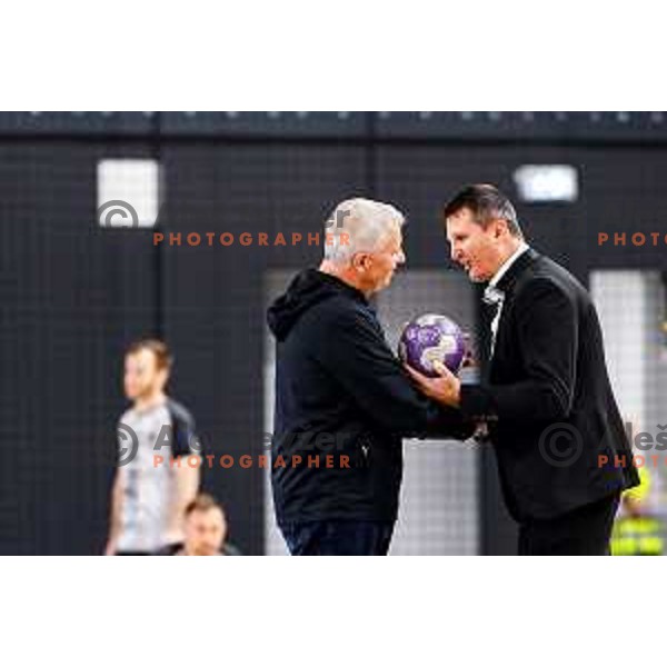 in action during quarter-final of Slovenian Handball Cup match between Trimo Trebnje and Gorenje Velenje in Trebnje, Slovenia on December 10, 2025