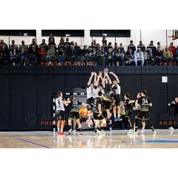 in action during quarter-final of Slovenian Handball Cup match between Trimo Trebnje and Gorenje Velenje in Trebnje, Slovenia on December 10, 2025