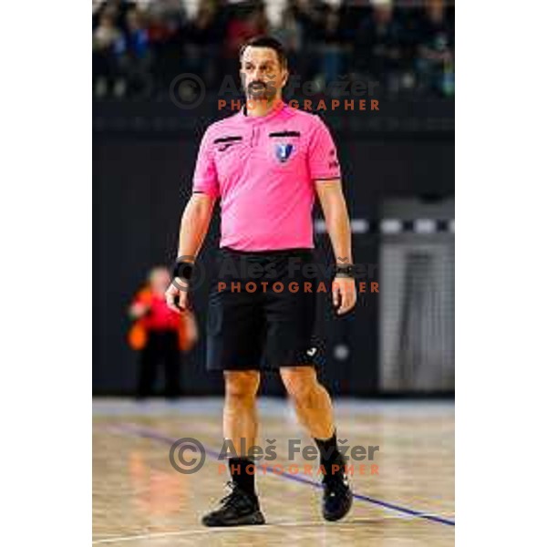 in action during quarter-final of Slovenian Handball Cup match between Trimo Trebnje and Gorenje Velenje in Trebnje, Slovenia on December 10, 2025