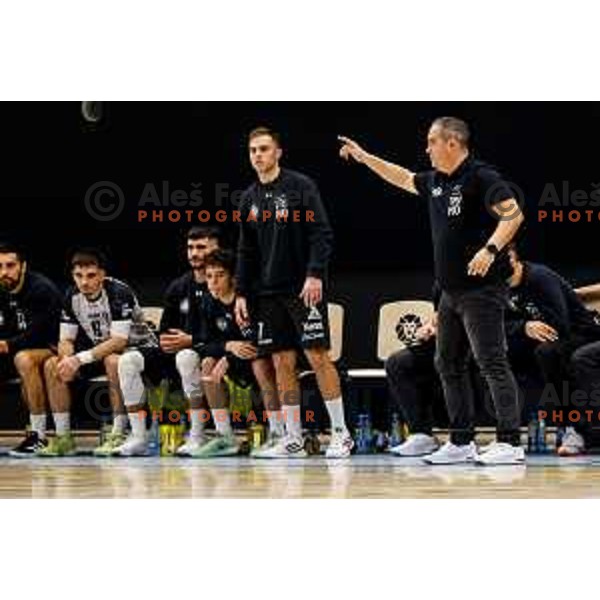 in action during quarter-final of Slovenian Handball Cup match between Trimo Trebnje and Gorenje Velenje in Trebnje, Slovenia on December 10, 2025