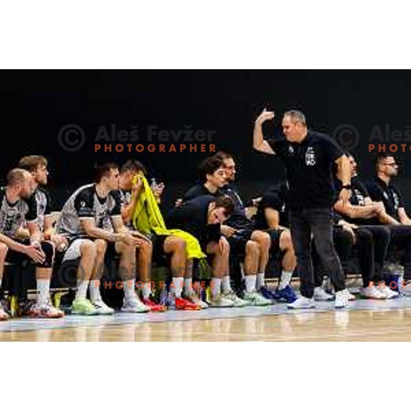 in action during quarter-final of Slovenian Handball Cup match between Trimo Trebnje and Gorenje Velenje in Trebnje, Slovenia on December 10, 2025
