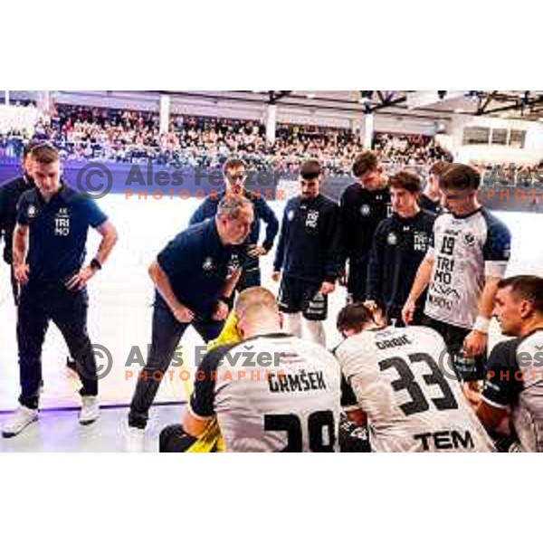 in action during quarter-final of Slovenian Handball Cup match between Trimo Trebnje and Gorenje Velenje in Trebnje, Slovenia on December 10, 2025