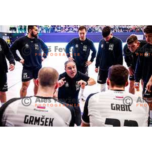 in action during quarter-final of Slovenian Handball Cup match between Trimo Trebnje and Gorenje Velenje in Trebnje, Slovenia on December 10, 2025