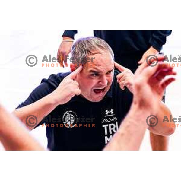in action during quarter-final of Slovenian Handball Cup match between Trimo Trebnje and Gorenje Velenje in Trebnje, Slovenia on December 10, 2025