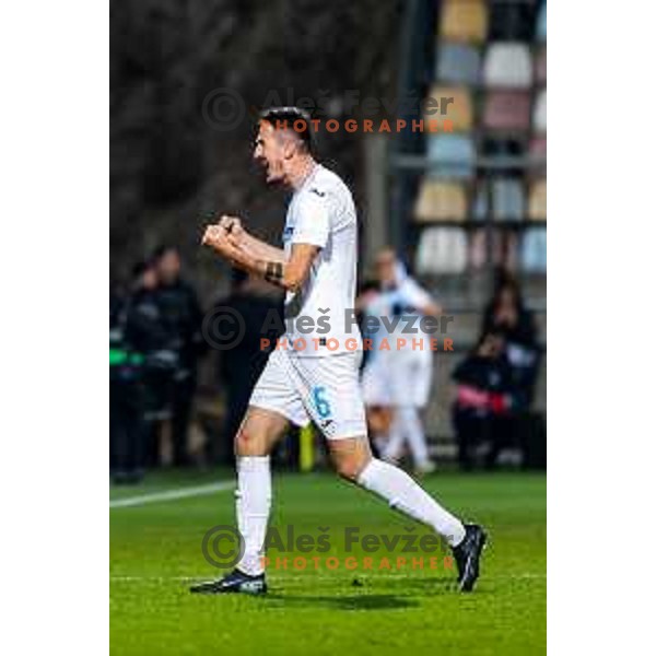 Stjepan Radeljic celebrates a goal during UEFA Conference League 2025/2026 match day 5 between HNK Rijeka (CRO) and NK Celje (SLO) at Rujevica Stadium, Rijeka, Croatia on December 11, 2025