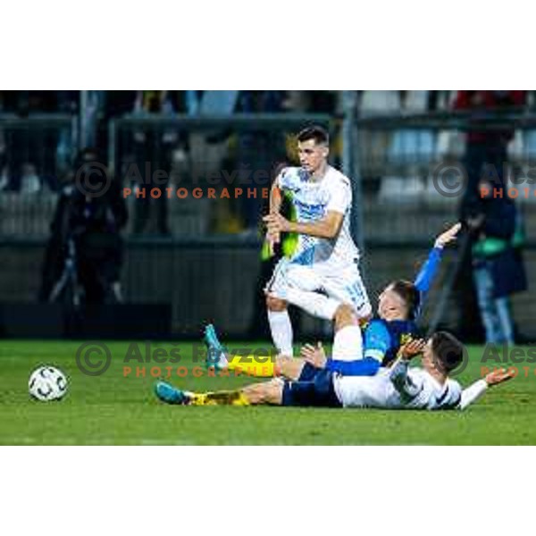 Mario Kvesic and Dejan Petrovic in action during UEFA Conference League 2025/2026 match day 5 between HNK Rijeka (CRO) and NK Celje (SLO) at Rujevica Stadium, Rijeka, Croatia on December 11, 2025