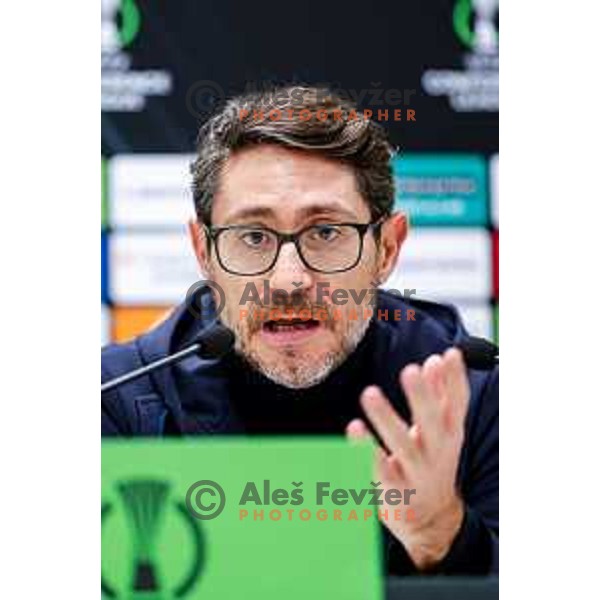 Victor Sanchez, head coach of Rijeka during press conference after round 5 UEFA Conference League 2025/2026 match between HNK Rijeka (CRO) and NK Celje (SLO) at Rujevica Stadium, Rijeka, Croatia on December 11, 2025