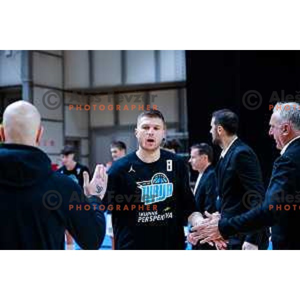 Edo Muric in action during AdmiralBet ABA League 2025/2026 basketball match between Perspektiva Ilirija and Buducnost VOLI in Tivoli Hall, Ljubljana, Slovenia on December 13, 2025