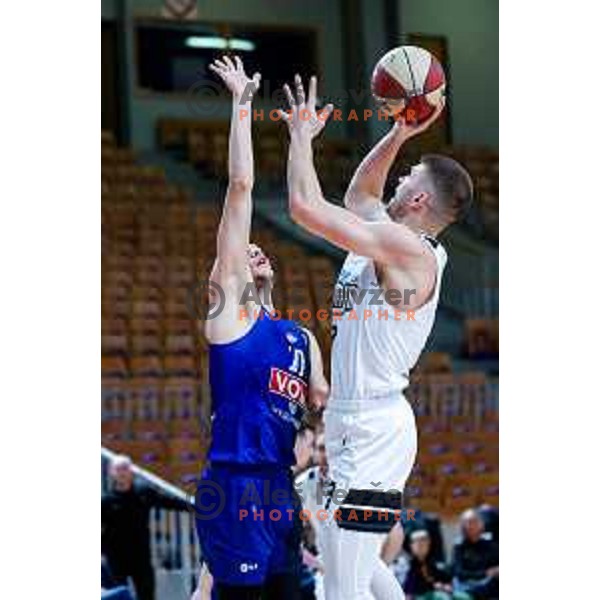 Edo Muric in action during AdmiralBet ABA League 2025/2026 basketball match between Perspektiva Ilirija and Buducnost VOLI in Tivoli Hall, Ljubljana, Slovenia on December 13, 2025