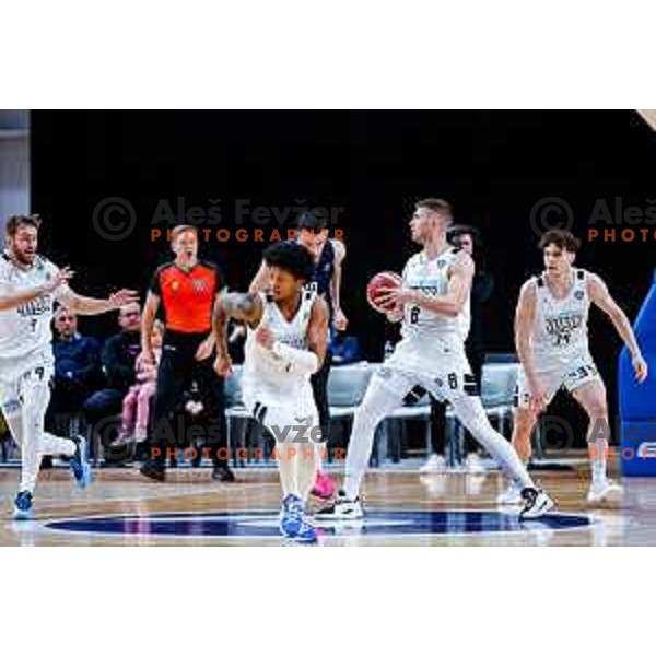 Edo Muric in action during AdmiralBet ABA League 2025/2026 basketball match between Perspektiva Ilirija and Buducnost VOLI in Tivoli Hall, Ljubljana, Slovenia on December 13, 2025