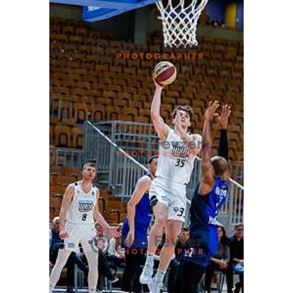 Luka Kures in action during AdmiralBet ABA League 2025/2026 basketball match between Perspektiva Ilirija and Buducnost VOLI in Tivoli Hall, Ljubljana, Slovenia on December 13, 2025