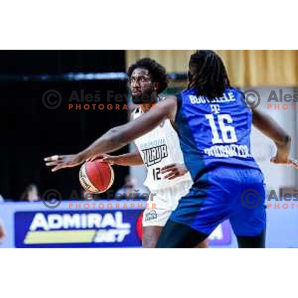 Shittu in action during AdmiralBet ABA League 2025/2026 basketball match between Perspektiva Ilirija and Buducnost VOLI in Tivoli Hall, Ljubljana, Slovenia on December 13, 2025