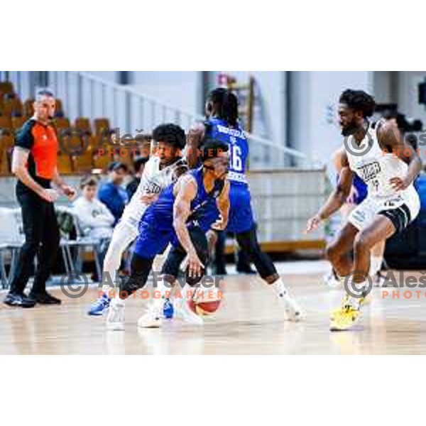Wendell Green Jr. and Kevin Ferrell in action during AdmiralBet ABA League 2025/2026 basketball match between Perspektiva Ilirija and Buducnost VOLI in Tivoli Hall, Ljubljana, Slovenia on December 13, 2025 