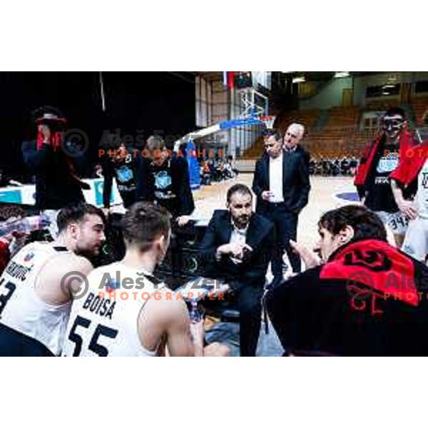 Stipe Modric and Boban Marjanovic during AdmiralBet ABA League 2025/2026 basketball match between Perspektiva Ilirija and Buducnost VOLI in Tivoli Hall, Ljubljana, Slovenia on December 13, 2025