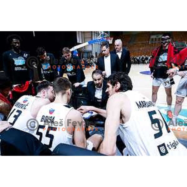 Stipe Modric and Boban Marjanovic during AdmiralBet ABA League 2025/2026 basketball match between Perspektiva Ilirija and Buducnost VOLI in Tivoli Hall, Ljubljana, Slovenia on December 13, 2025