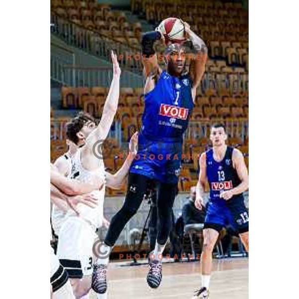 Rasheed Sulaimon in action during AdmiralBet ABA League 2025/2026 basketball match between Perspektiva Ilirija and Buducnost VOLI in Tivoli Hall, Ljubljana, Slovenia on December 13, 2025