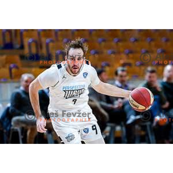 Tim Tomazic in action during AdmiralBet ABA League 2025/2026 basketball match between Perspektiva Ilirija and Buducnost VOLI in Tivoli Hall, Ljubljana, Slovenia on December 13, 2025