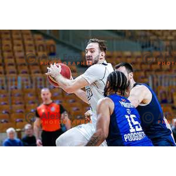 Tim Tomazic in action during AdmiralBet ABA League 2025/2026 basketball match between Perspektiva Ilirija and Buducnost VOLI in Tivoli Hall, Ljubljana, Slovenia on December 13, 2025