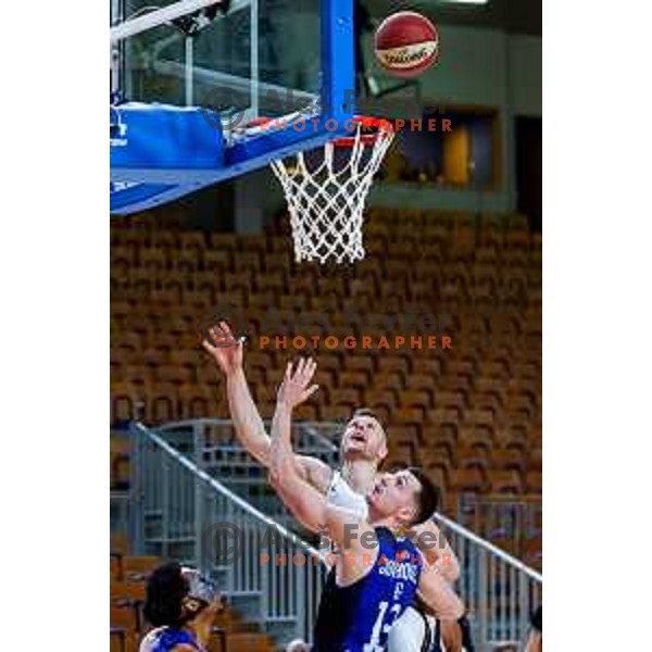 Edo Muric in action during AdmiralBet ABA League 2025/2026 basketball match between Perspektiva Ilirija and Buducnost VOLI in Tivoli Hall, Ljubljana, Slovenia on December 13, 2025 