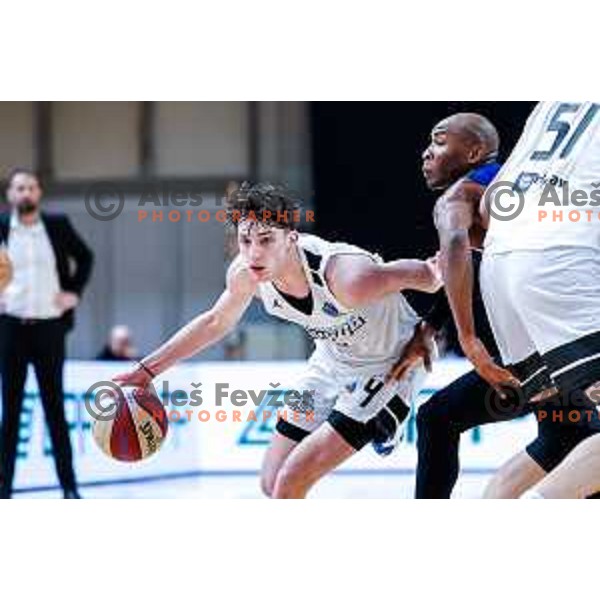 Mark Padjen and Rasheed Sulaimon in action during AdmiralBet ABA League 2025/2026 basketball match between Perspektiva Ilirija and Buducnost VOLI in Tivoli Hall, Ljubljana, Slovenia on December 13, 2025