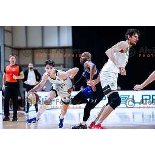 Mark Padjen and Rasheed Sulaimon in action during AdmiralBet ABA League 2025/2026 basketball match between Perspektiva Ilirija and Buducnost VOLI in Tivoli Hall, Ljubljana, Slovenia on December 13, 2025