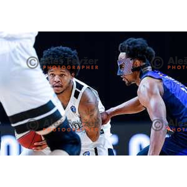 Wendell Green Jr. and Kevin Ferrell in action during AdmiralBet ABA League 2025/2026 basketball match between Perspektiva Ilirija and Buducnost VOLI in Tivoli Hall, Ljubljana, Slovenia on December 13, 2025 