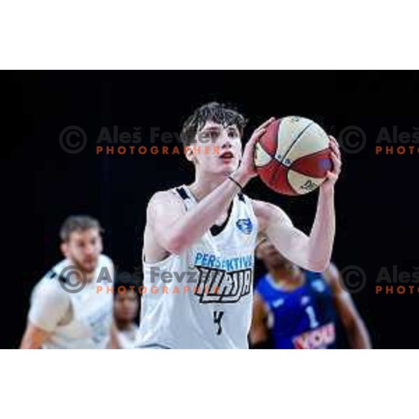 Mark Padjen in action during AdmiralBet ABA League 2025/2026 basketball match between Perspektiva Ilirija and Buducnost VOLI in Tivoli Hall, Ljubljana, Slovenia on December 13, 2025