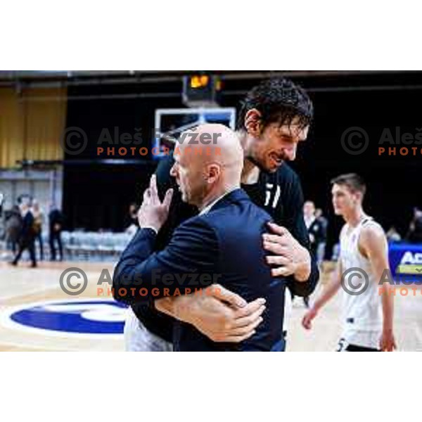 Andrej Zakelj and Boban Marjanovic during AdmiralBet ABA League 2025/2026 basketball match between Perspektiva Ilirija and Buducnost VOLI in Tivoli Hall, Ljubljana, Slovenia on December 13, 2025
