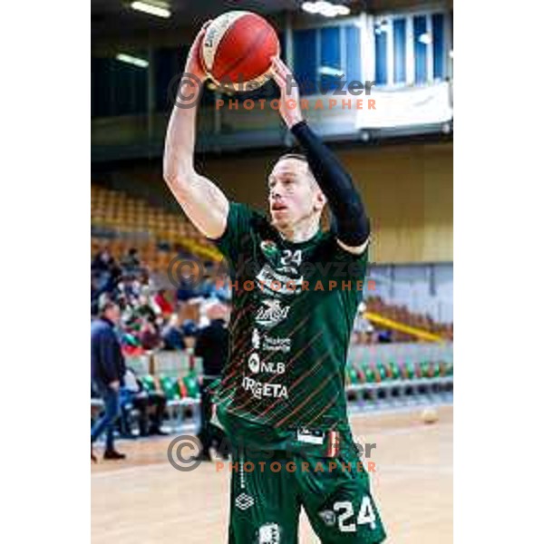 David Skara in action during AdmiralBet ABA League 2025/2026 basketball match between Cedevita Olimpija (SLO) and Bosna BH Telecom (BiH) in Tivoli Hall, Ljubljana, Slovenia on December 13, 2025