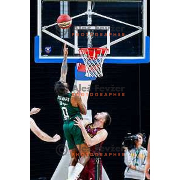 DJ Stewart in action during AdmiralBet ABA League 2025/2026 basketball match between Cedevita Olimpija (SLO) and Bosna BH Telecom (BiH) in Tivoli Hall, Ljubljana, Slovenia on December 13, 2025