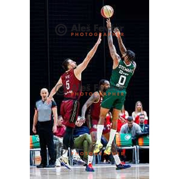 DJ Stewart in action during AdmiralBet ABA League 2025/2026 basketball match between Cedevita Olimpija (SLO) and Bosna BH Telecom (BiH) in Tivoli Hall, Ljubljana, Slovenia on December 13, 2025