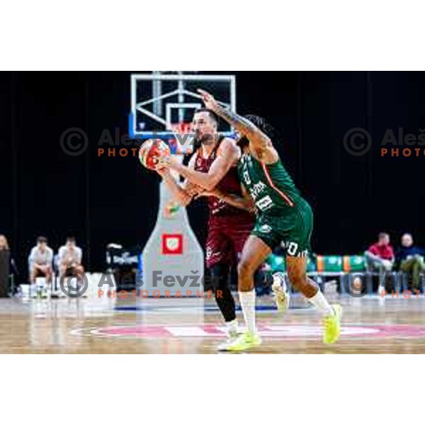 DJ Stewart in action during AdmiralBet ABA League 2025/2026 basketball match between Cedevita Olimpija (SLO) and Bosna BH Telecom (BiH) in Tivoli Hall, Ljubljana, Slovenia on December 13, 2025